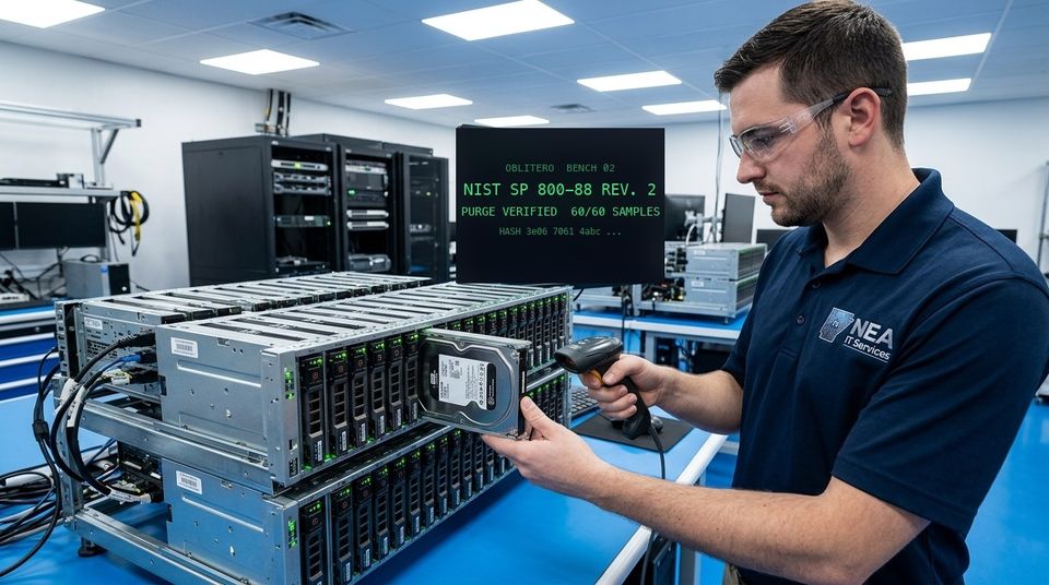 Drives loaded on a sanitization rack